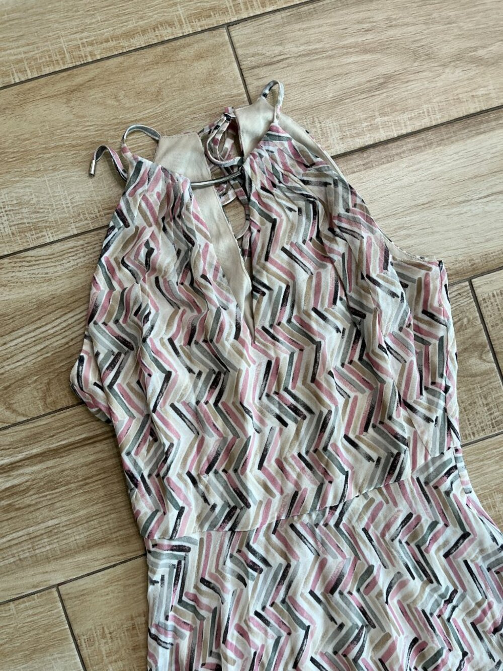 Womens NWT White House Black Market Pink Printed Maxi Dress - 4 - Picture 2 of 9